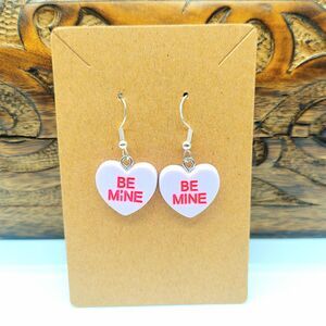 Valentine's Day Earrings Be Mine Purple Candy Hearts